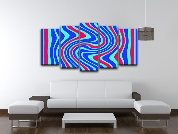 Funky Stripes Swirl 5 5 Split Panel Canvas - Canvas Art Rocks - 3