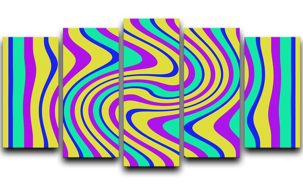Funky Stripes Swirl 5 Split Panel Canvas  - Canvas Art Rocks - 1