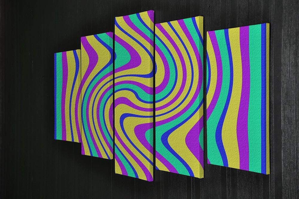 Funky Stripes Swirl 5 Split Panel Canvas - Canvas Art Rocks - 2