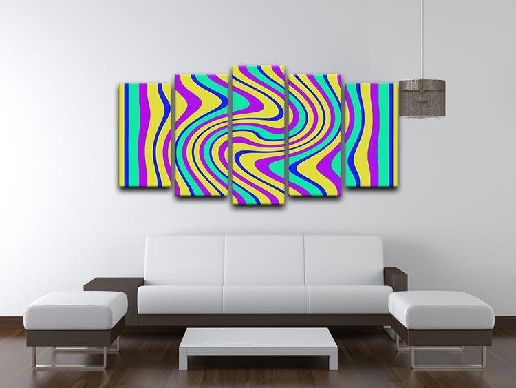 Funky Stripes Swirl 5 Split Panel Canvas - Canvas Art Rocks - 3