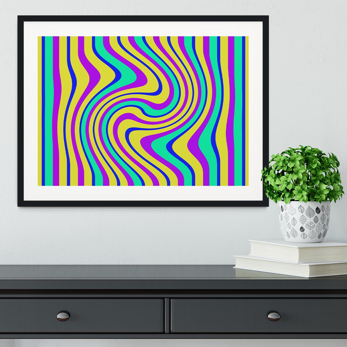 Funky Stripes Swirl Framed Print - Canvas Art Rocks - 1