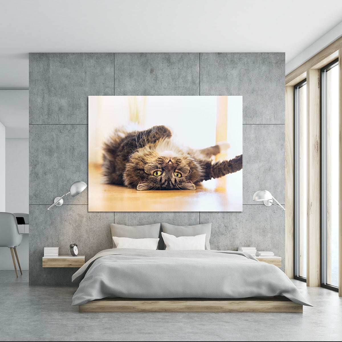 Funny cat is lying relaxed on his back Canvas Print or Poster - Canvas Art Rocks - 5