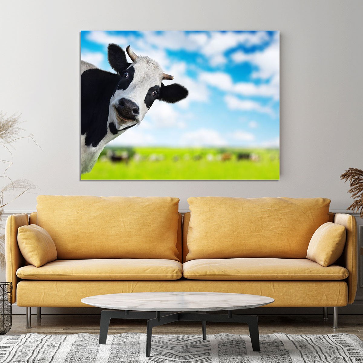 Funny cow looking to a camera Canvas Print or Poster - Canvas Art Rocks - 4