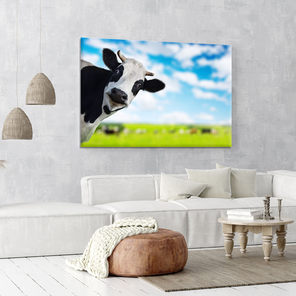 Funny cow looking to a camera Canvas Print or Poster - Canvas Art Rocks - 6