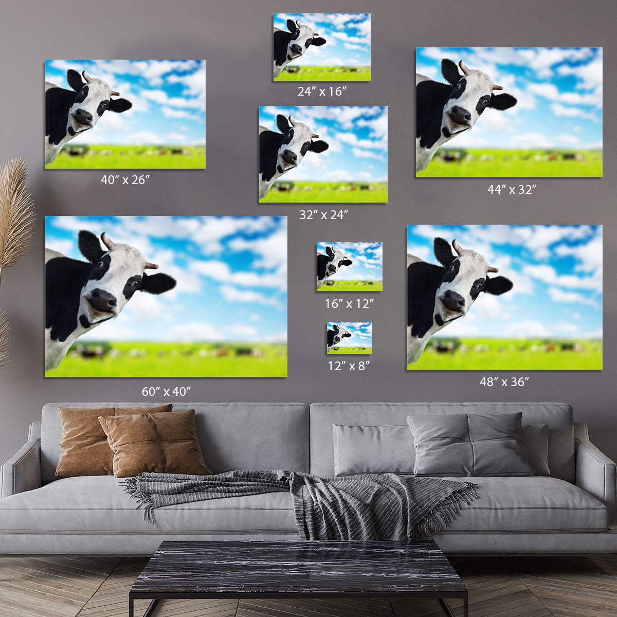 Funny cow looking to a camera Canvas Print or Poster - Canvas Art Rocks - 7