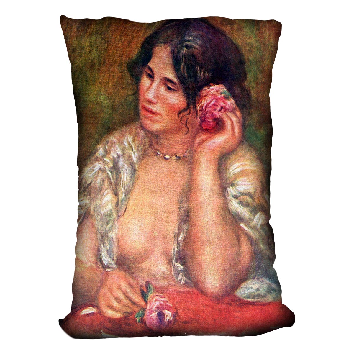Gabriele with a rose by Renoir Cushion