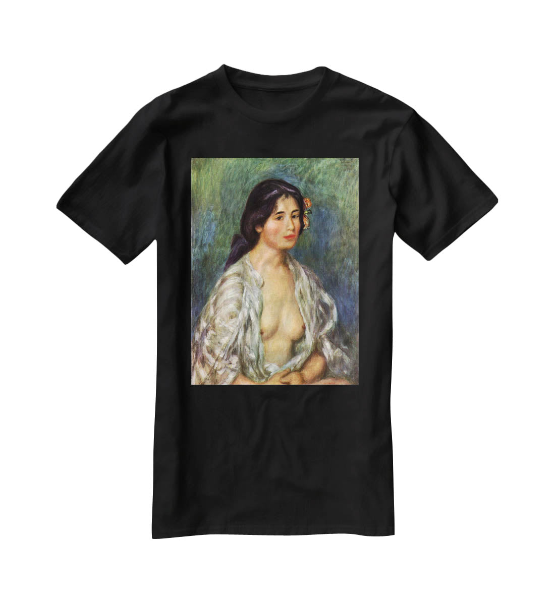 Gabrielle with open blouse by Renoir T-Shirt - Canvas Art Rocks - 1