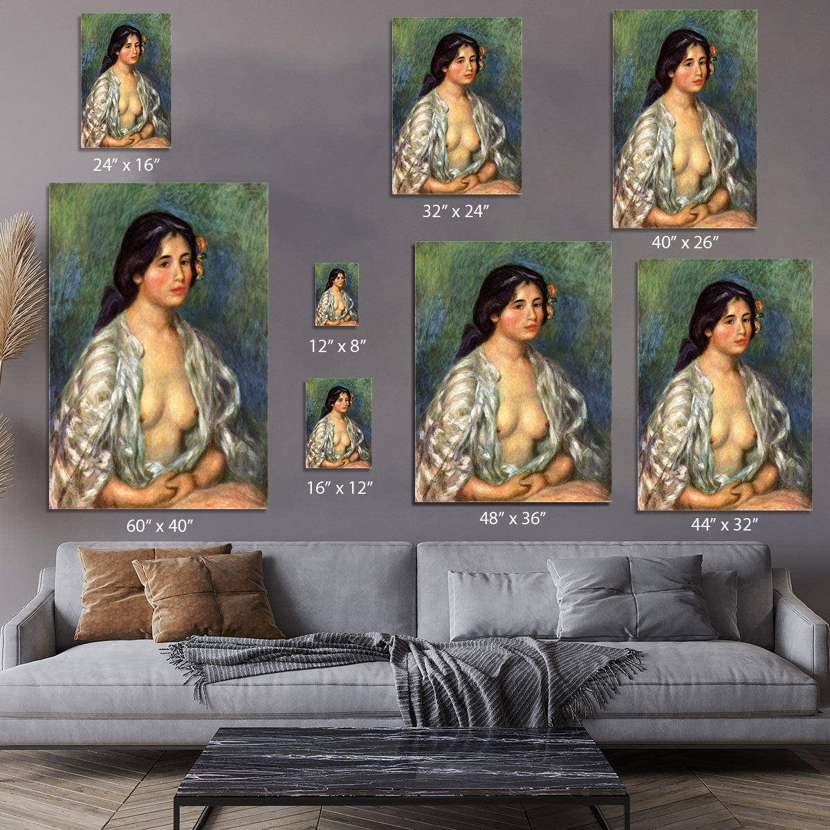 Gabrielle with open blouse by Renoir Canvas Print or Poster - Canvas Art Rocks - 7