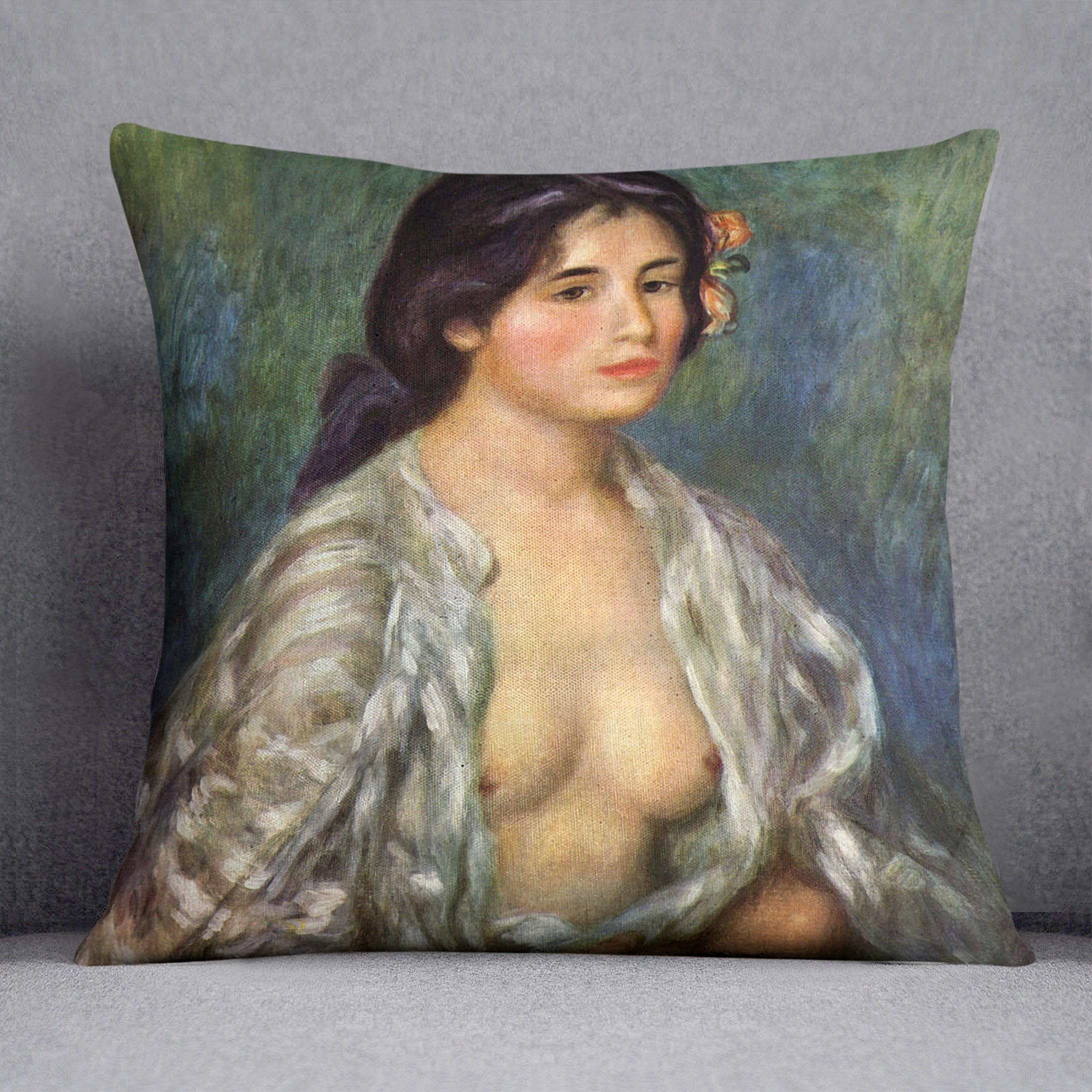 Gabrielle with open blouse by Renoir Cushion