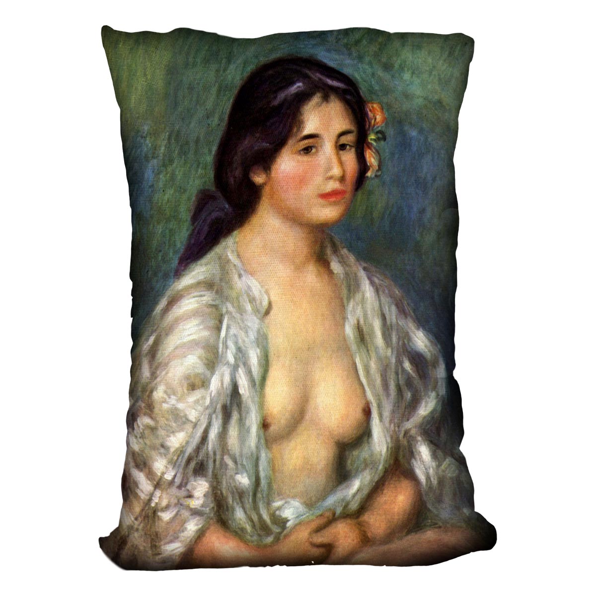 Gabrielle with open blouse by Renoir Cushion