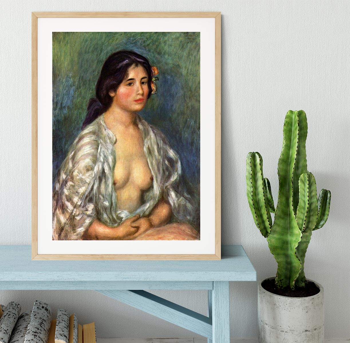 Gabrielle with open blouse by Renoir Framed Print - Canvas Art Rocks - 3