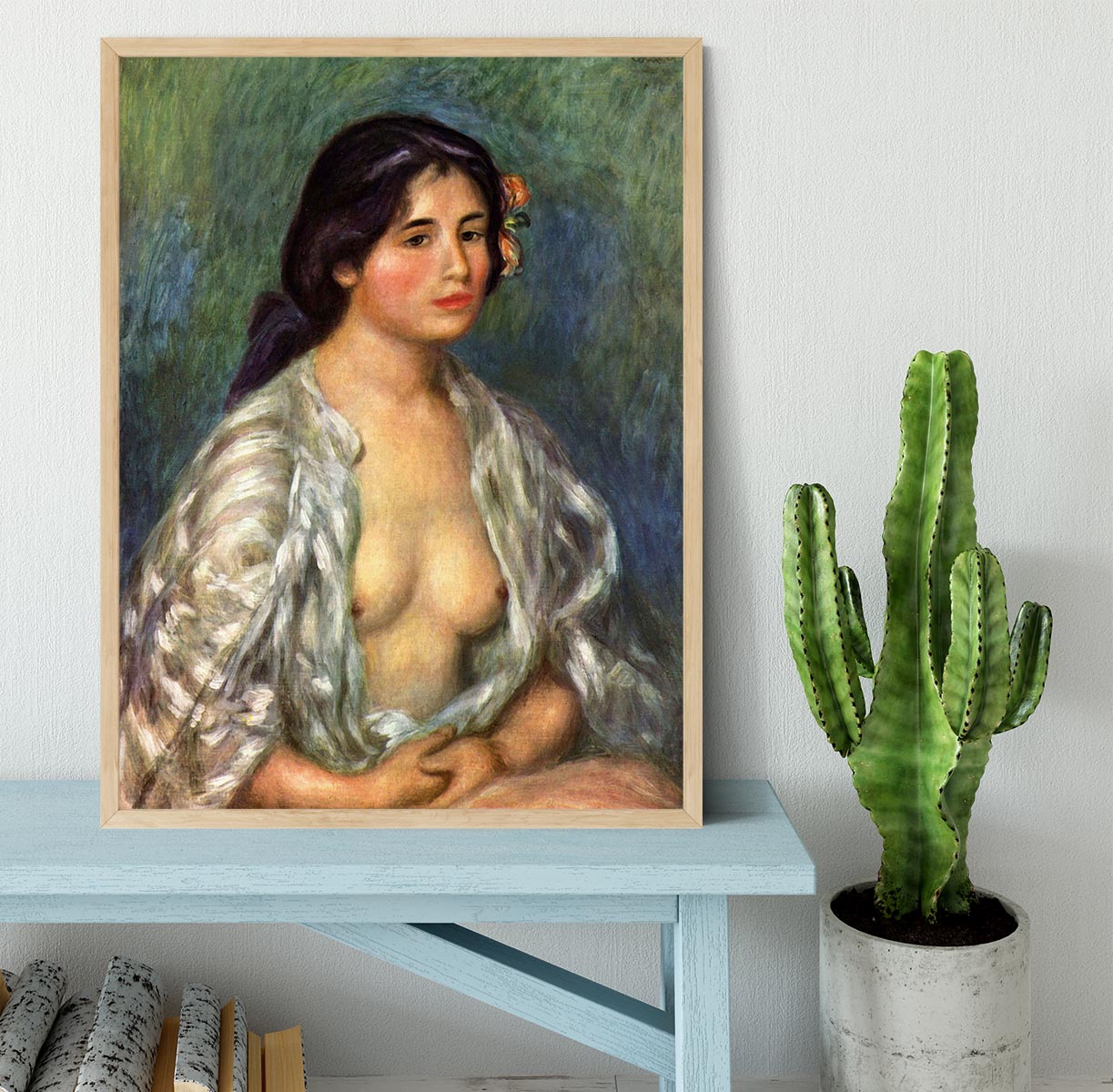Gabrielle with open blouse by Renoir Framed Print - Canvas Art Rocks - 4