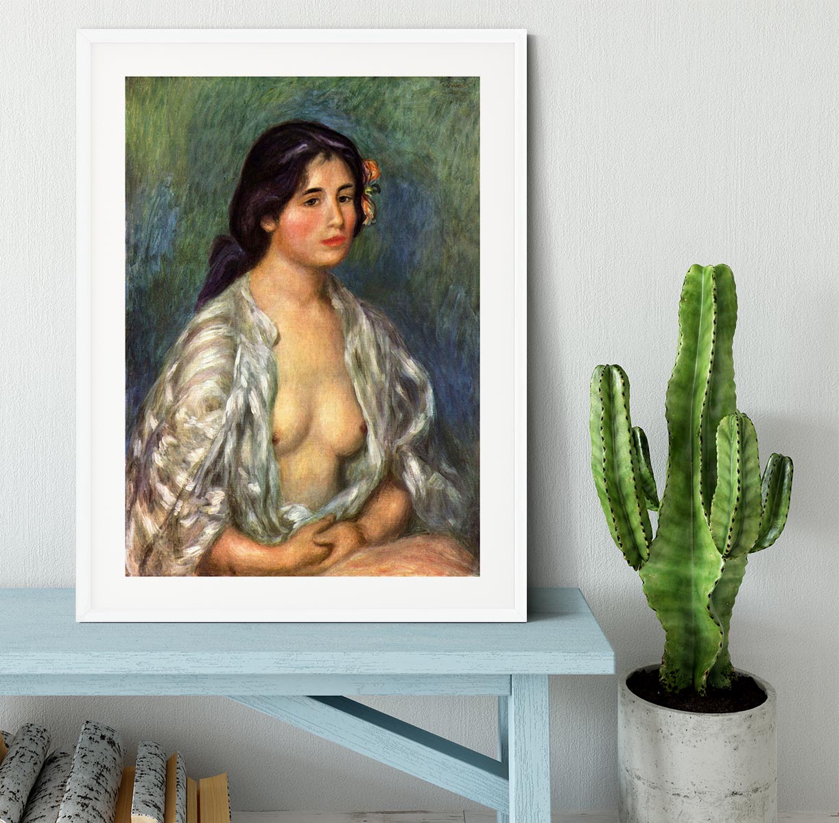 Gabrielle with open blouse by Renoir Framed Print - Canvas Art Rocks - 5