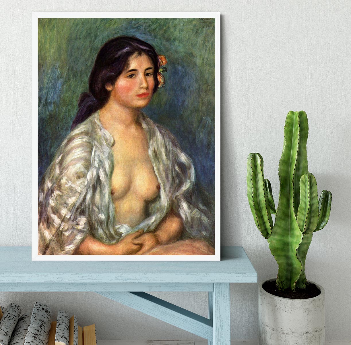 Gabrielle with open blouse by Renoir Framed Print - Canvas Art Rocks -6