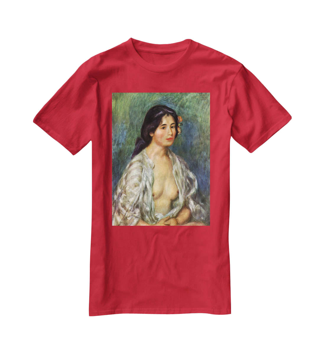 Gabrielle with open blouse by Renoir T-Shirt - Canvas Art Rocks - 4