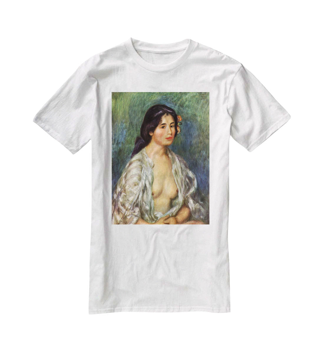 Gabrielle with open blouse by Renoir T-Shirt - Canvas Art Rocks - 5