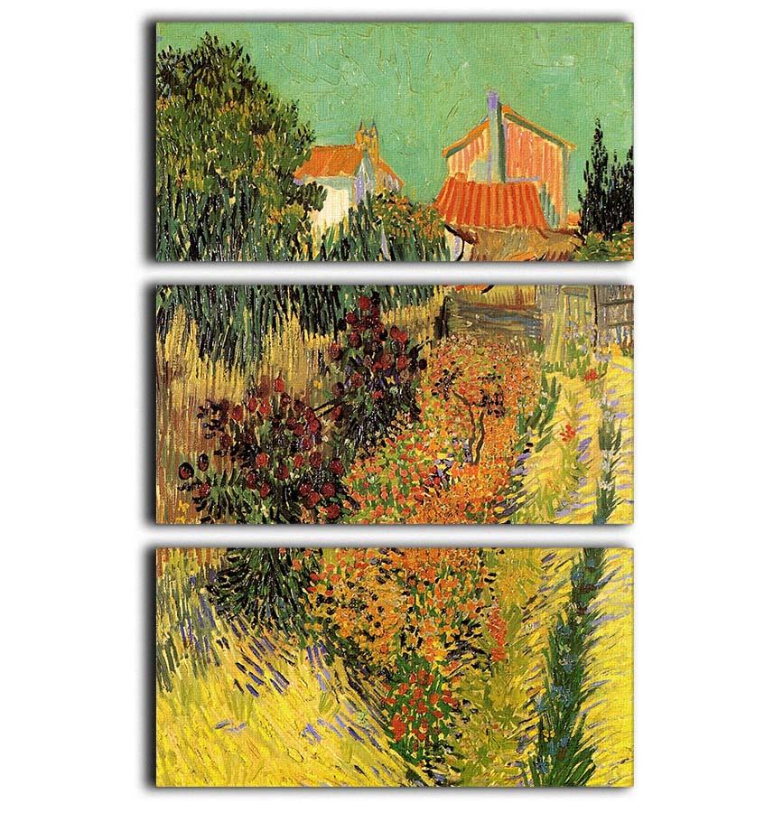 Garden Behind a House by Van Gogh 3 Split Panel Canvas Print - Canvas Art Rocks - 1