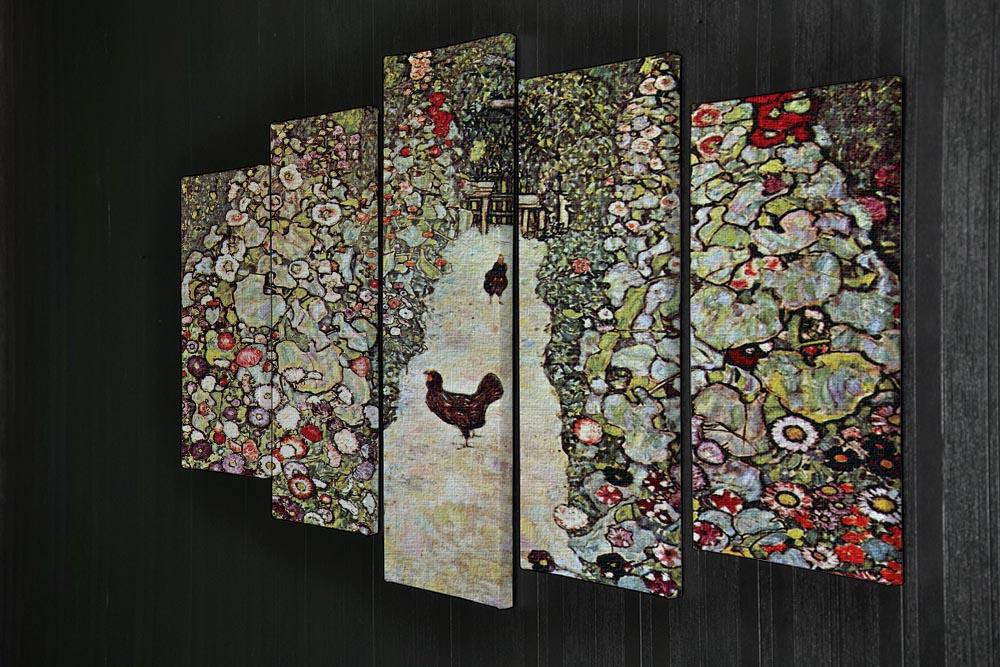 Garden Path with Chickens by Klimt 5 Split Panel Canvas - Canvas Art Rocks - 2