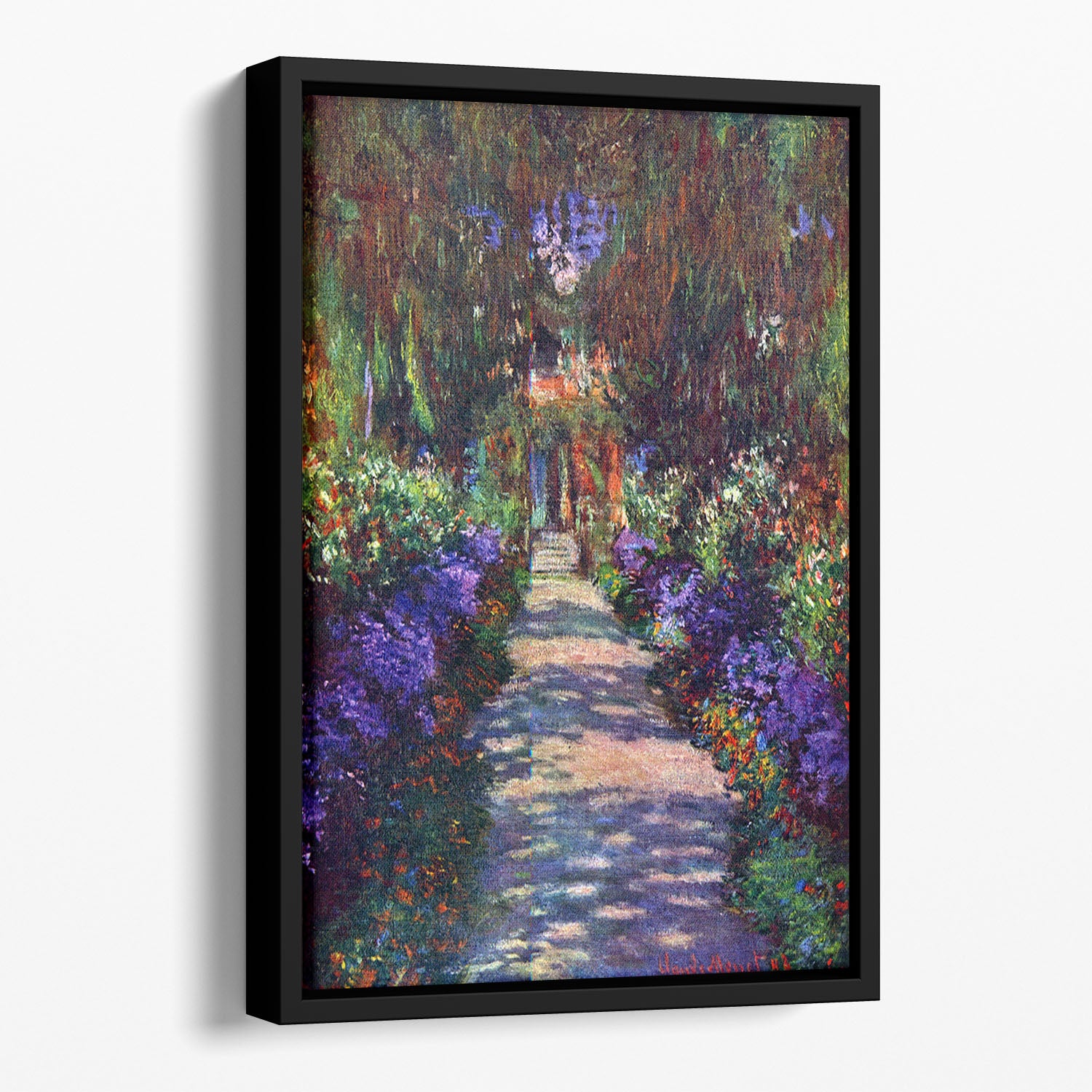 Garden at Giverny by Monet Floating Framed Canvas