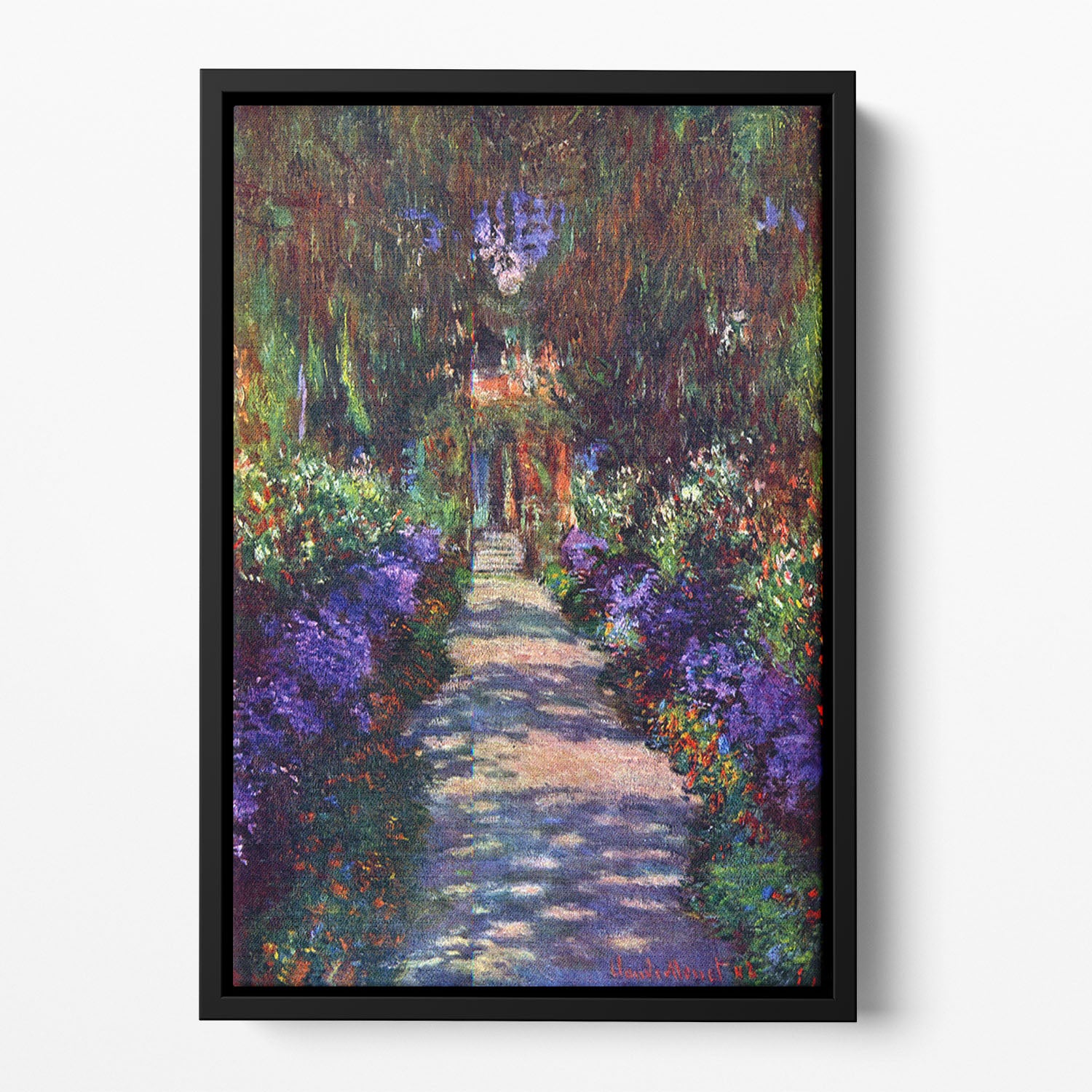 Garden at Giverny by Monet Floating Framed Canvas