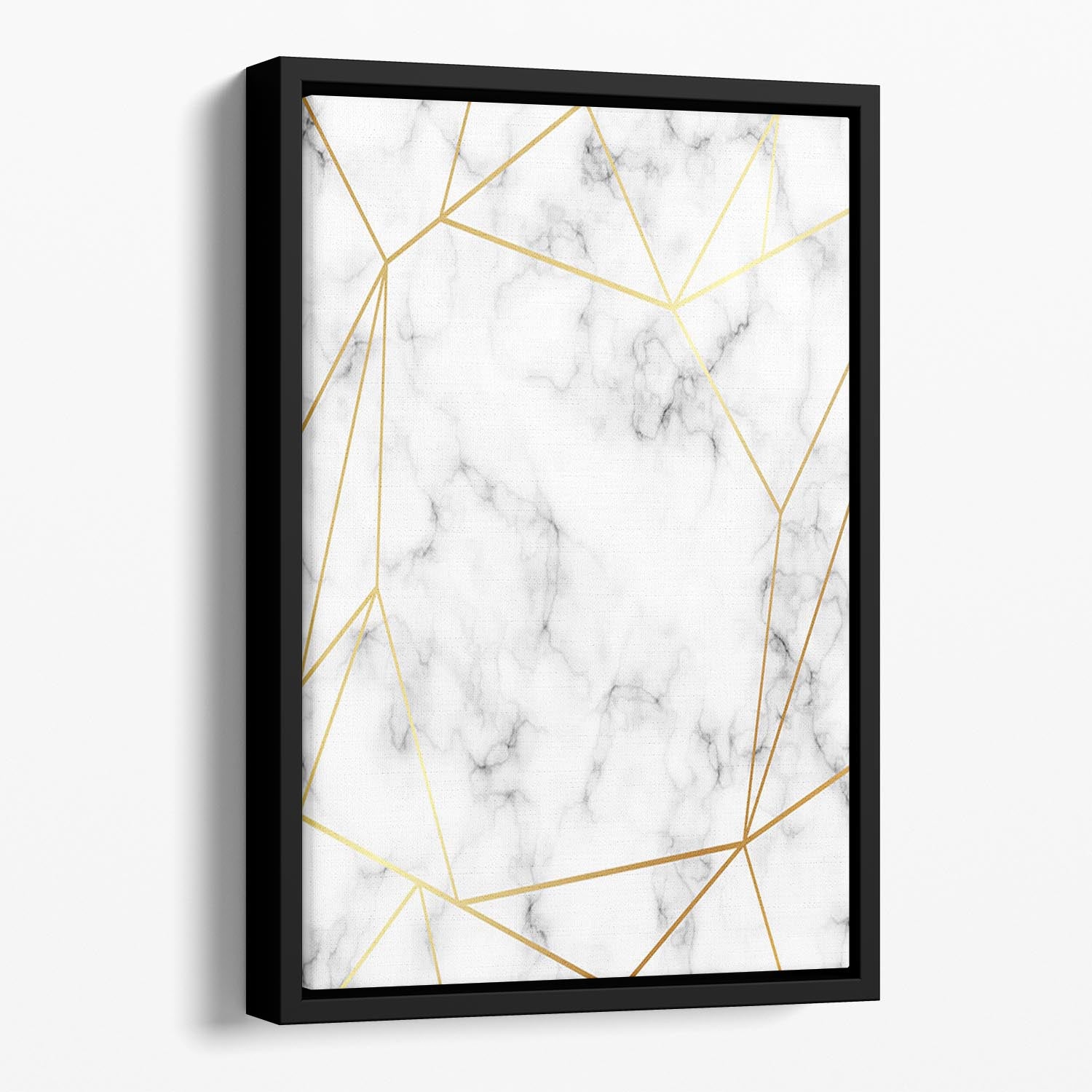 Geometric Gold Patterned Marble Floating Framed Canvas - Canvas Art Rocks - 1