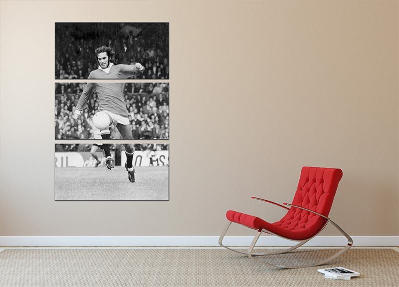 George Best Manchester United in 1971 3 Split Panel Canvas Print - Canvas Art Rocks - 2