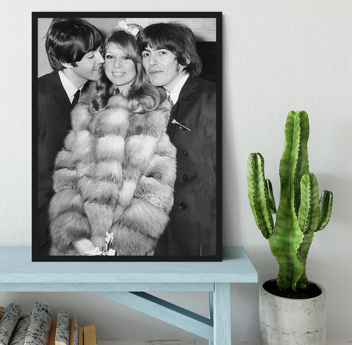 George Harrison and Pattie Boyds wedding with Paul McCartney Framed Print - Canvas Art Rocks - 2