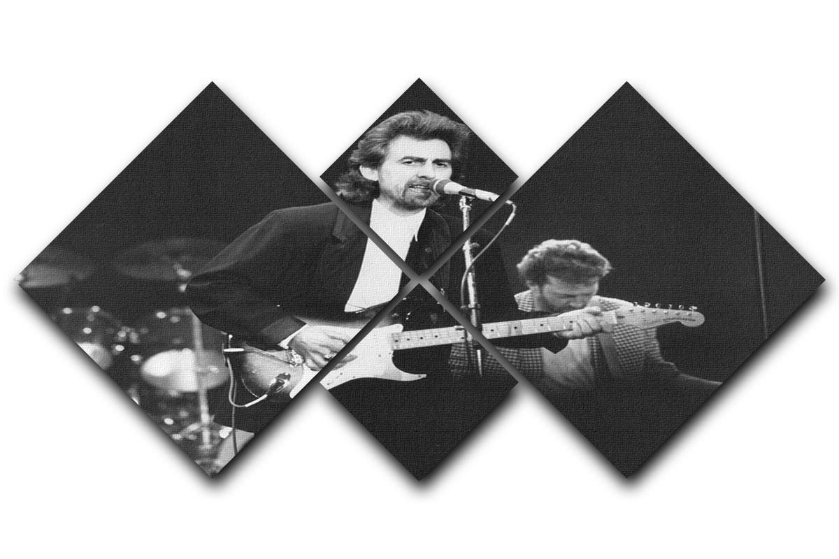 George Harrison at the Princes Trust concert in 1988 4 Square Multi Panel Canvas  - Canvas Art Rocks - 1