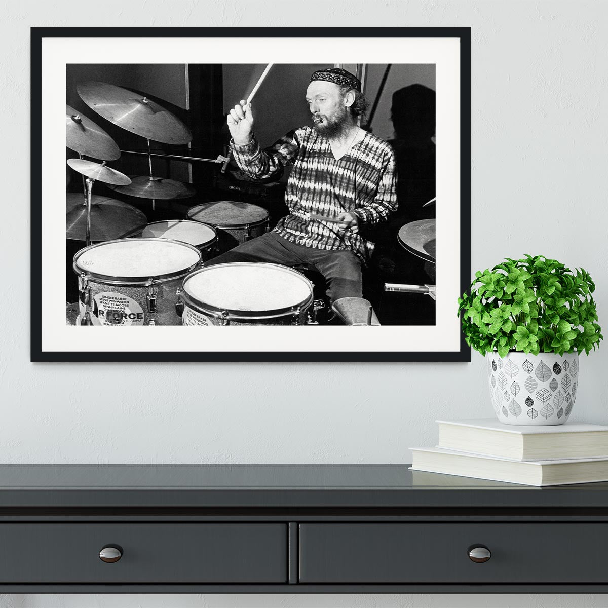 Ginger Baker on the drums Framed Print - Canvas Art Rocks - 1