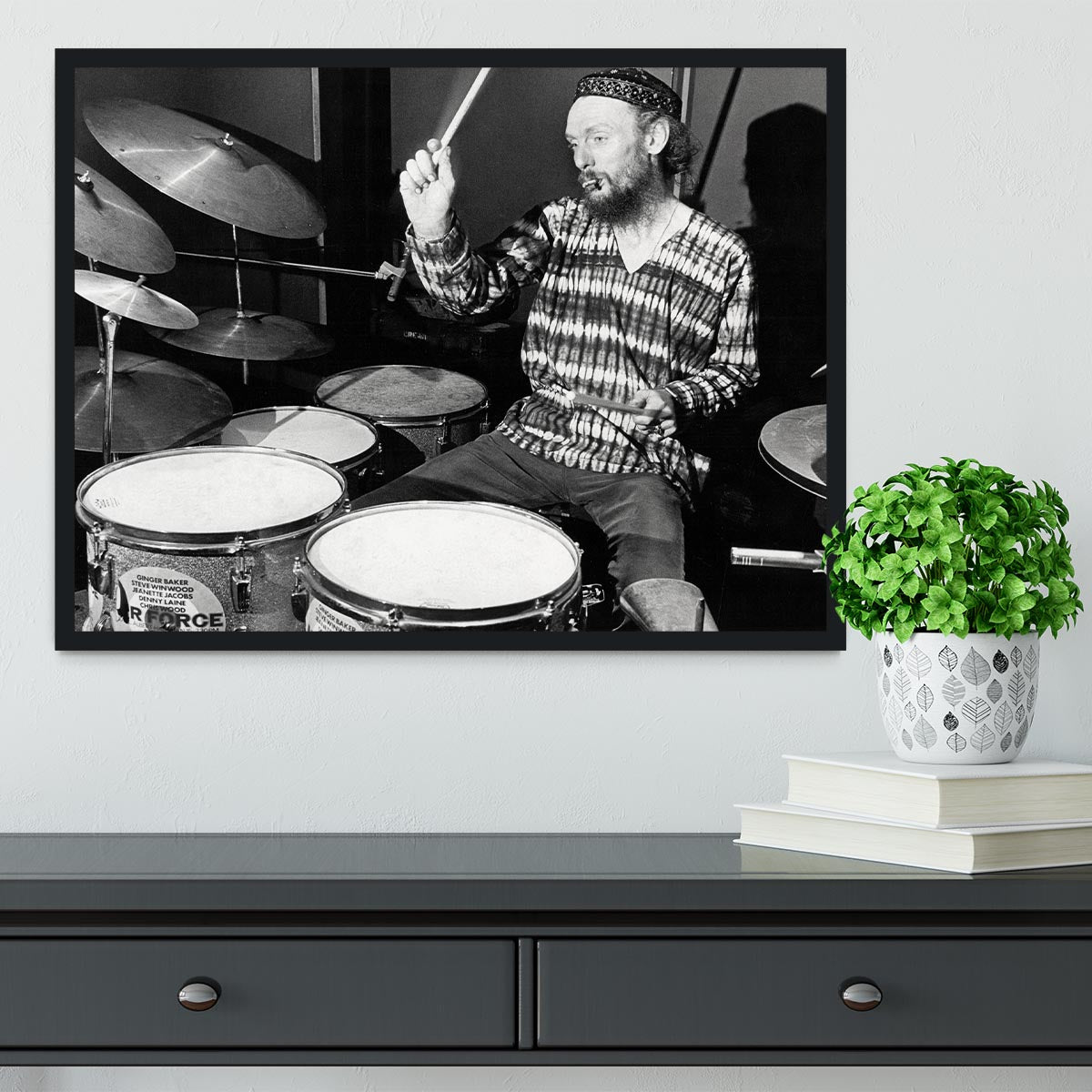 Ginger Baker on the drums Framed Print - Canvas Art Rocks - 2