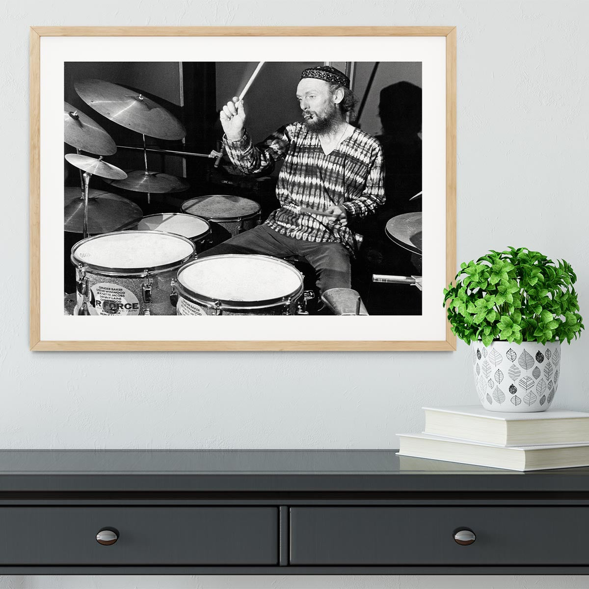 Ginger Baker on the drums Framed Print - Canvas Art Rocks - 3