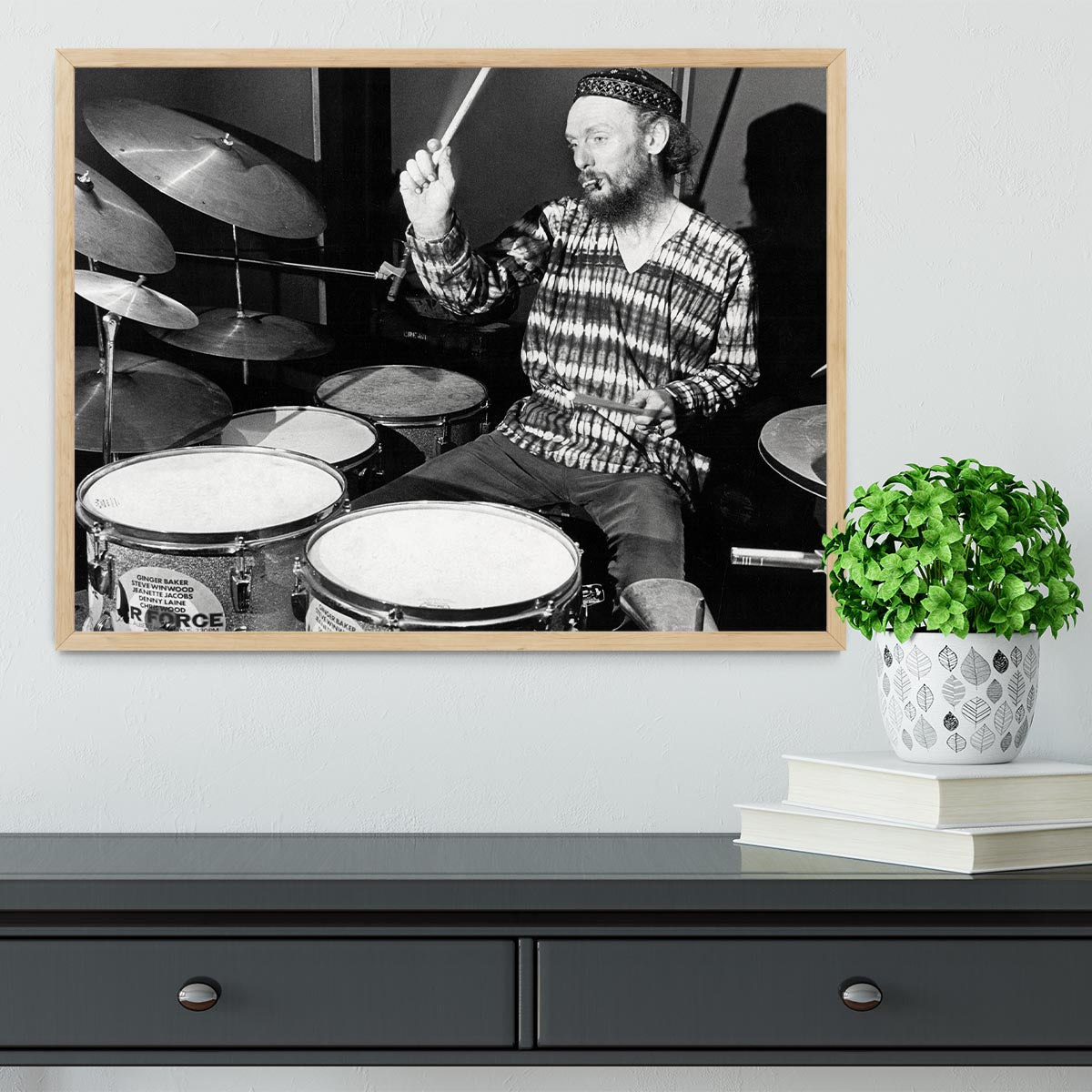 Ginger Baker on the drums Framed Print - Canvas Art Rocks - 4