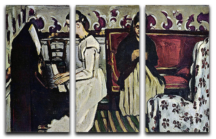 Girl at Piano by Cezanne 3 Split Panel Canvas Print - Canvas Art Rocks - 1