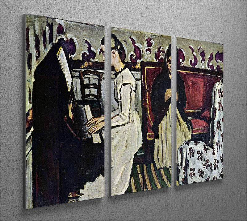 Girl at Piano by Cezanne 3 Split Panel Canvas Print - Canvas Art Rocks - 2