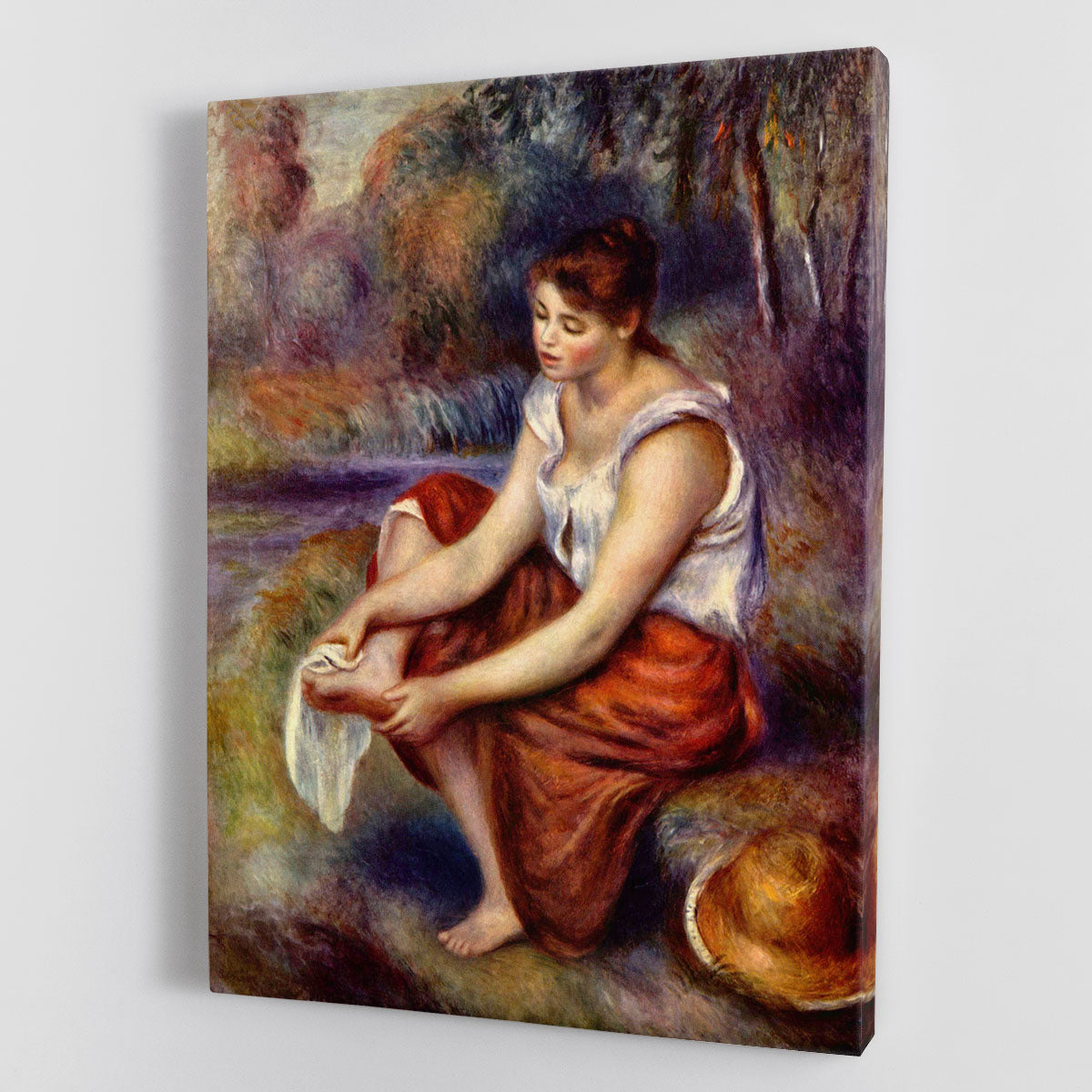 Girl dryes her feet by Renoir Canvas Print or Poster - Canvas Art Rocks - 1