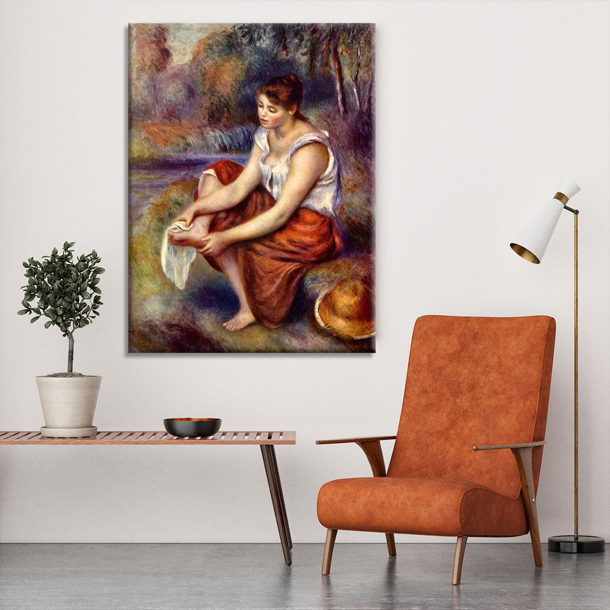 Girl dryes her feet by Renoir Canvas Print or Poster - Canvas Art Rocks - 6