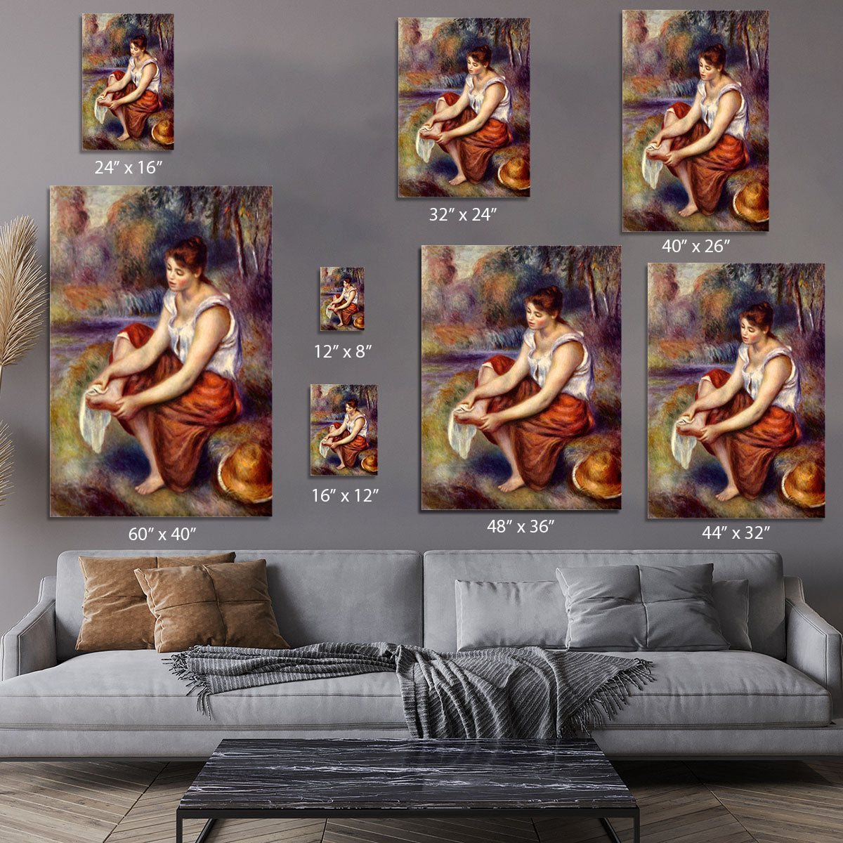 Girl dryes her feet by Renoir Canvas Print or Poster - Canvas Art Rocks - 7