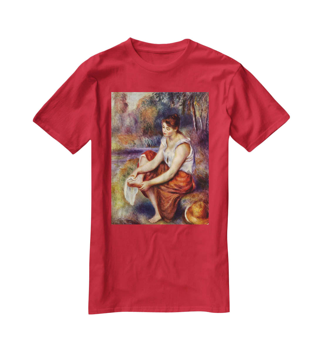 Girl dryes her feet by Renoir T-Shirt - Canvas Art Rocks - 4