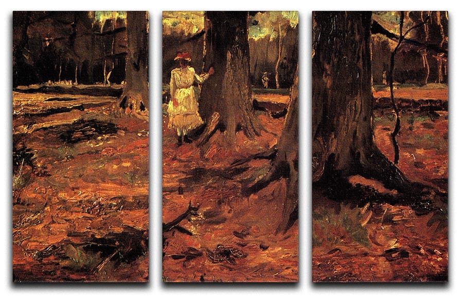 Girl in White in the Woods by Van Gogh 3 Split Panel Canvas Print - Canvas Art Rocks - 4