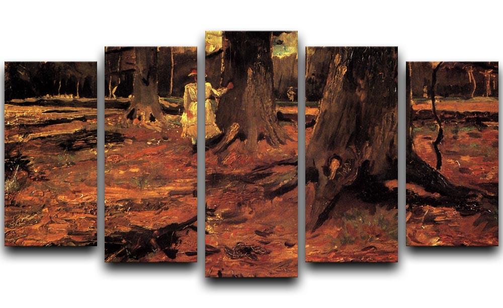 Girl in White in the Woods by Van Gogh 5 Split Panel Canvas  - Canvas Art Rocks - 1