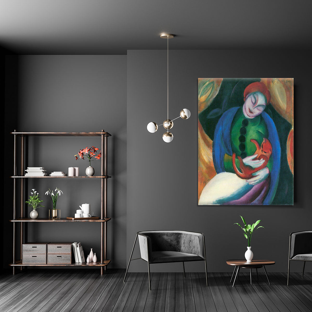 Girl with a Cat II by Franz Marc Canvas Print or Poster - Canvas Art Rocks - 5