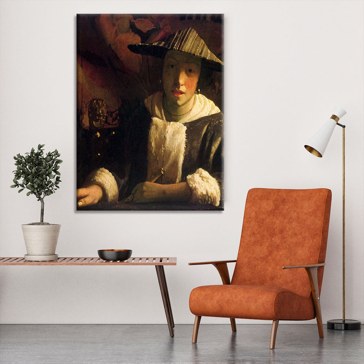 Girl with a flute by Vermeer Canvas Print or Poster - Canvas Art Rocks - 6