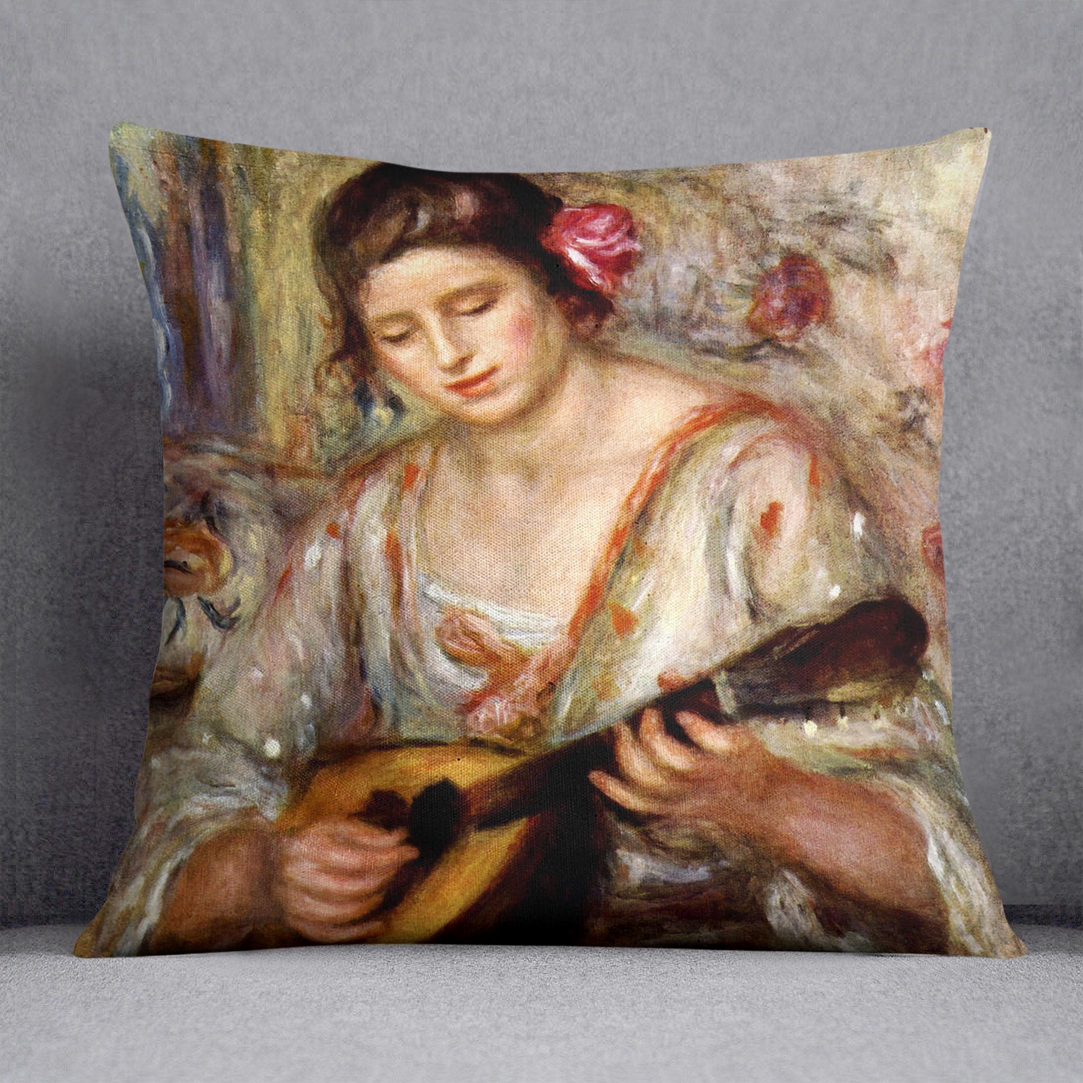 Girl with mandolin by Renoir Cushion