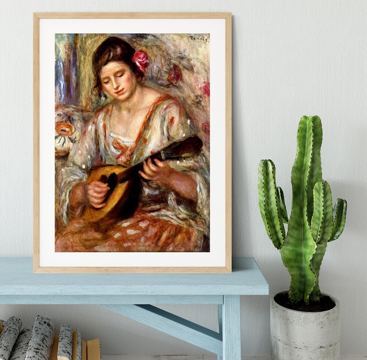 Girl with mandolin by Renoir Framed Print - Canvas Art Rocks - 3