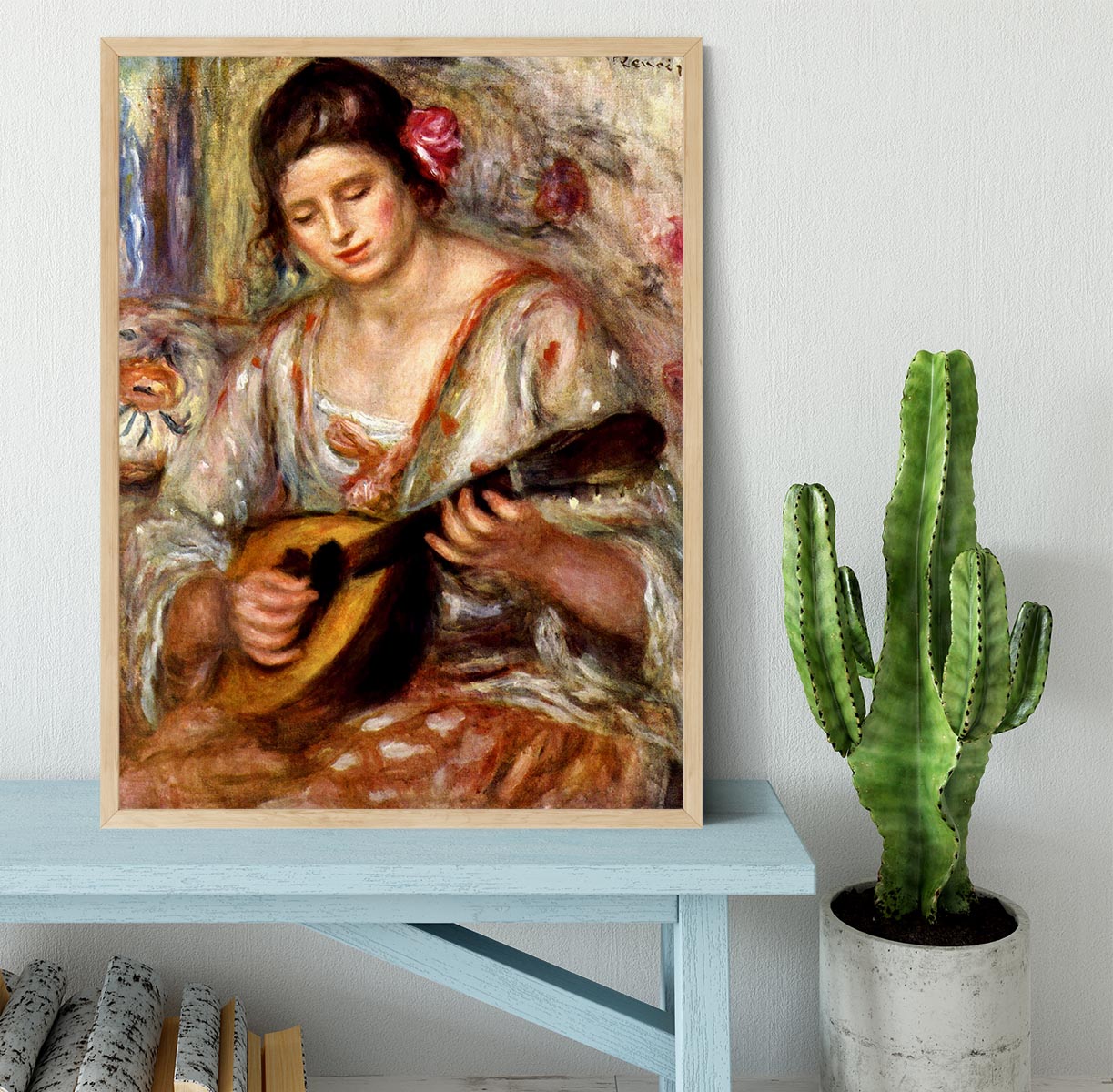 Girl with mandolin by Renoir Framed Print - Canvas Art Rocks - 4