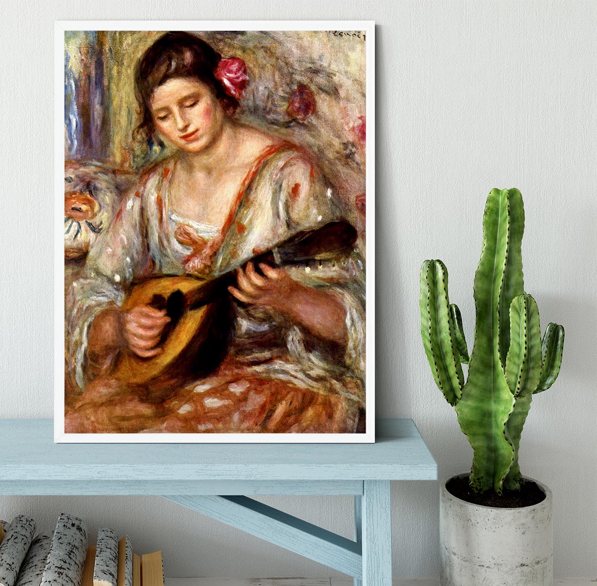 Girl with mandolin by Renoir Framed Print - Canvas Art Rocks -6