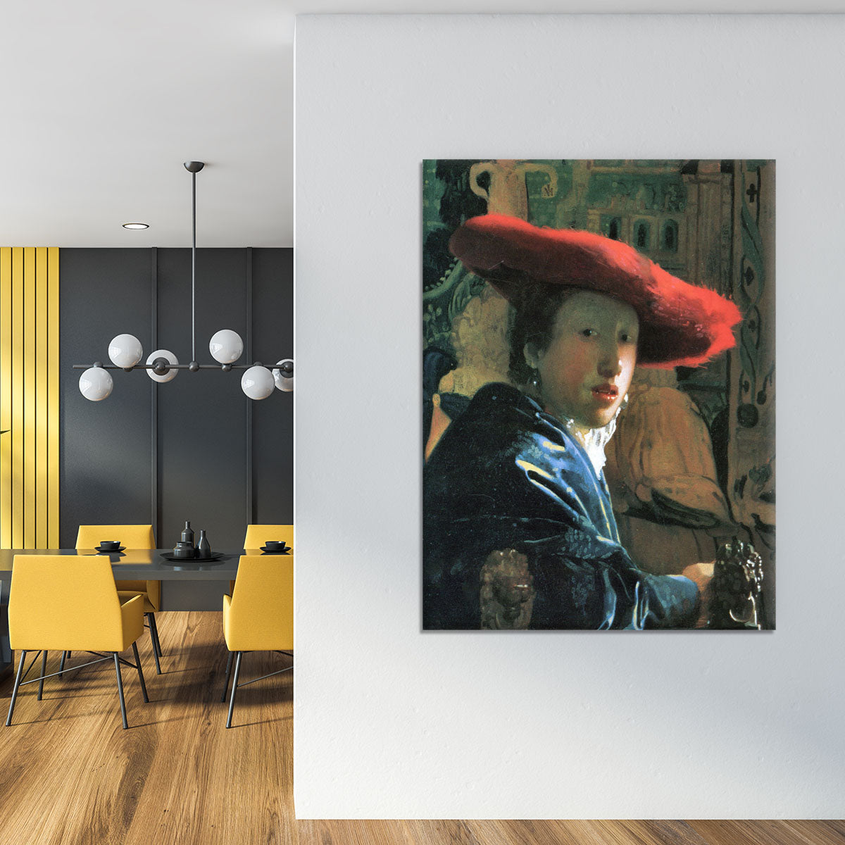 Girl with red hat by Vermeer Canvas Print or Poster - Canvas Art Rocks - 4