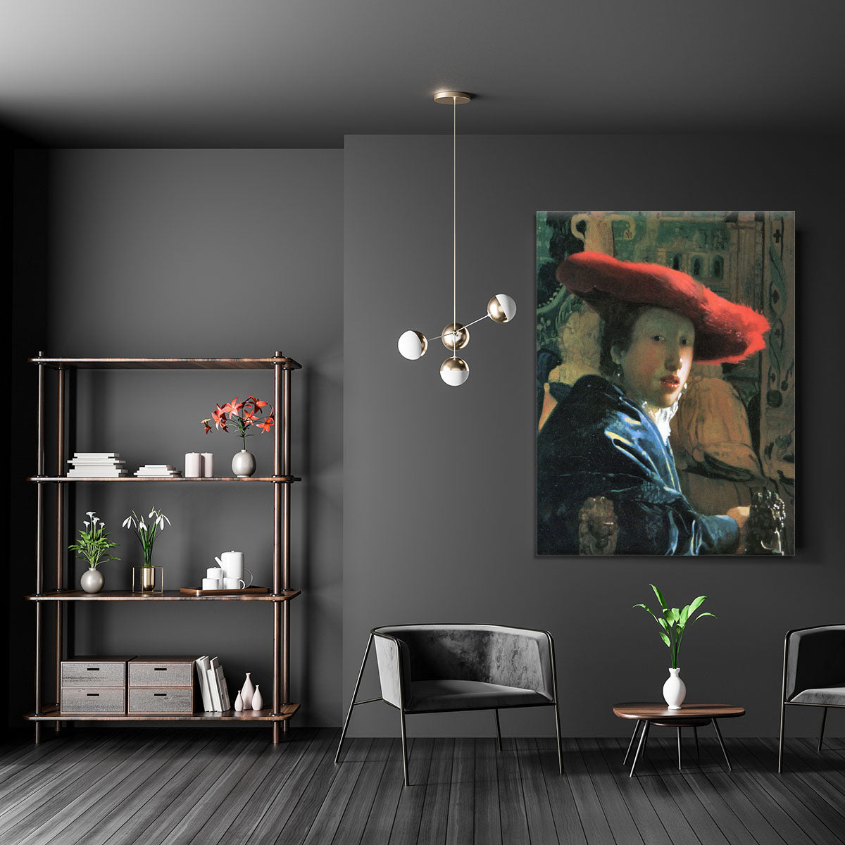 Girl with red hat by Vermeer Canvas Print or Poster - Canvas Art Rocks - 5