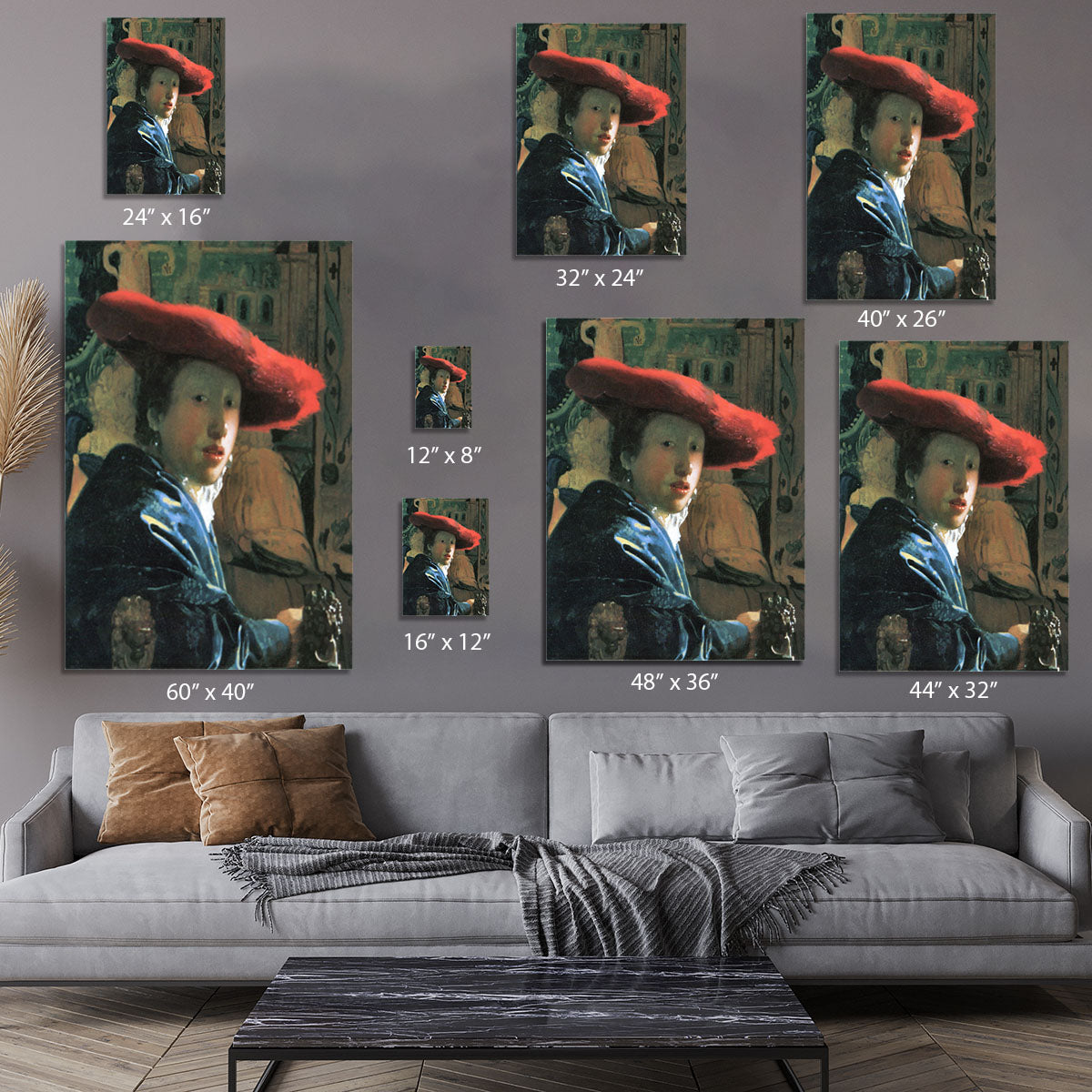 Girl with red hat by Vermeer Canvas Print or Poster - Canvas Art Rocks - 7