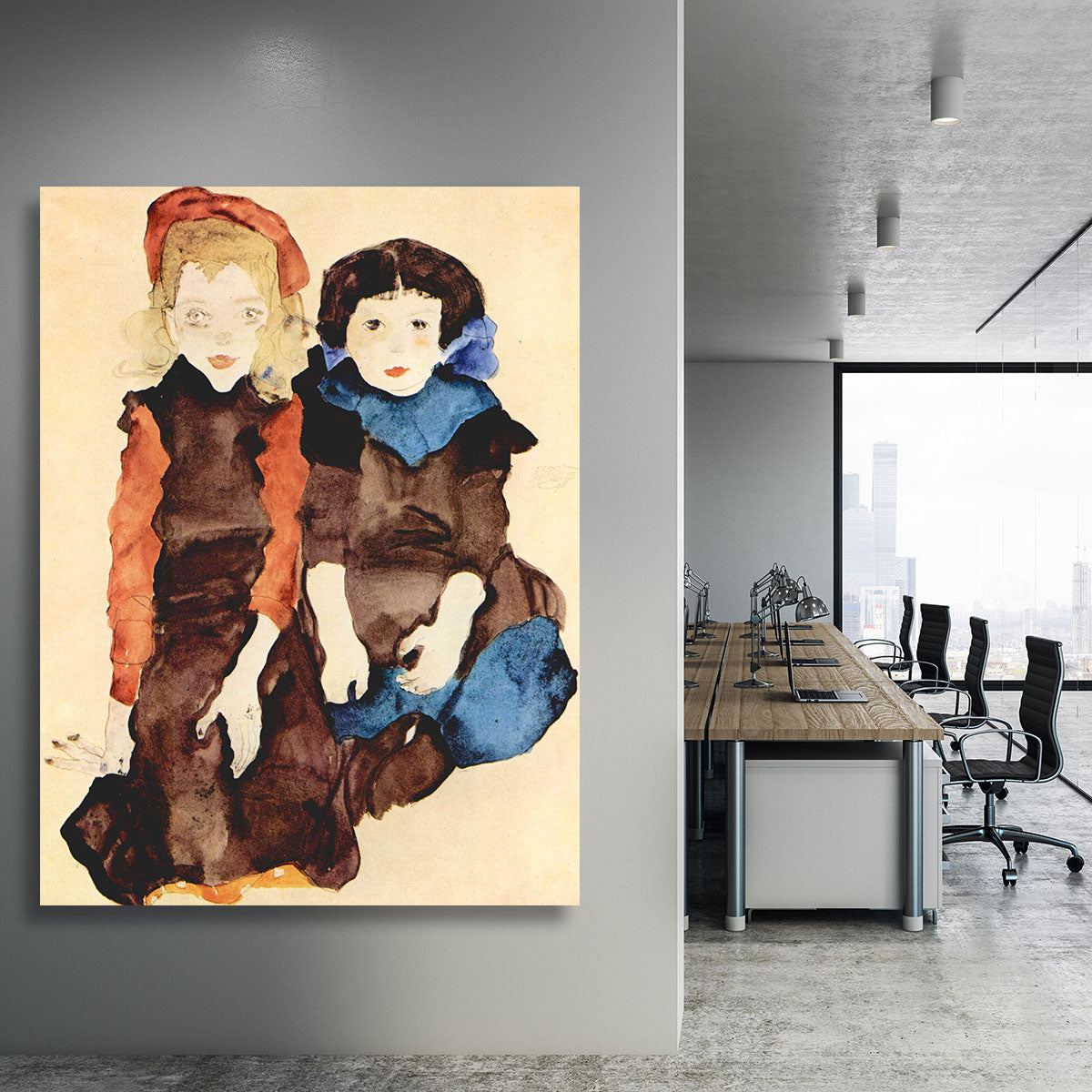 Girls by Egon Schiele Canvas Print or Poster - Canvas Art Rocks - 3